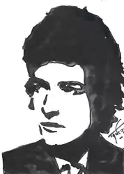Buy Original Portrait Of Bob DYLAN (Black & White) Felt & Watercolor • 7.19£