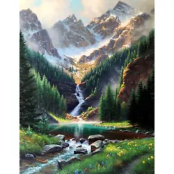 Buy Painting By Numbers Kit DIY Snow Mountains Canvas Oil Art Picture Home Decor • 7.67£