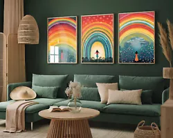 Buy Woman And Universe Rainbow Set Of Three Art Print Painting Poster Mystical • 15£