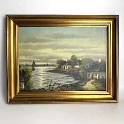 Buy Original Oil On Canvas Painting Waterfront Scene Signed • 30£