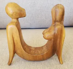 Buy Hand Carved Wood Sculpture Mid-century Modern Figures Lovers Pose Man Woman Mcm • 41.34£