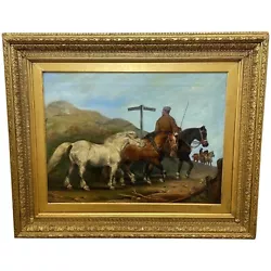 Buy Victorian Oil Painting Horses  On The Road  To Chester By Edward Lloyd Ellesmere • 7,000£