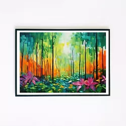 Buy Forest Abstract Landscape Trees Painting Illustration 7x5 Wall Decor Art Print  • 3.95£