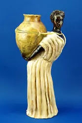 Buy TANAGRA Majolica Terracotta Ceramic Sculpture African Woman & Vase MERLONE ROME • 409£