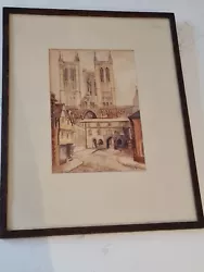 Buy Framed Antique Watercolour Painting Of Lincoln Cathedral Signed Staples 1929 Oak • 79.99£