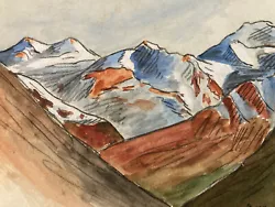 Buy Very Pretty Painting Art Watercolour Paper 1942 Mountain Alps Scene Mount Bora ? • 71.32£