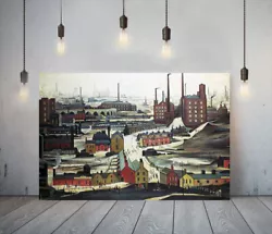Buy Lowry Style Industrial Landscape -framed Canvas Art Picture Paper Print- Red • 7.99£