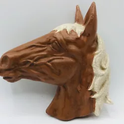 Buy Horse Head Wall Hanging 7” X  7” X 2.5” Ceramic . Brown W White Crackled Mane • 20.67£