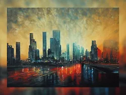 Buy Light Reflected From A City On A Wet Road, Print Of Oil Painting, Home Dcord • 4.99£