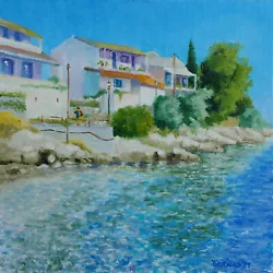 Buy Corfu Kerkyra Kassiopi Original Oil Art Canvas Board 12x12 Hand Painted YSArt • 105£