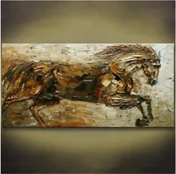 Buy Hh067 Pure Hand-painted Oil Painting Animal Thick Texture Horse Cattle On Canvas • 28.46£