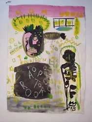 Buy Jean-Michel Basquiat Painting Drawing Vintage Sketch Paper Signed Stamped • 82.87£