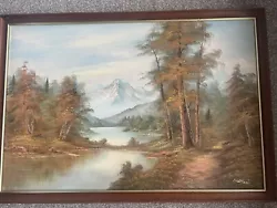 Buy FRAMED OIL PAINTING Of A Mountain Scene Signed Nathan • 4£