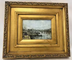 Buy Boats On The Wharf Oil Painting By P Martin  - Ornate Gold Frame • 52.20£
