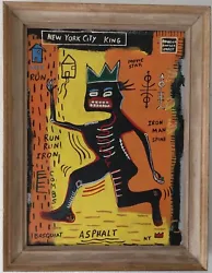Buy Jean-Michel Basquiat Painting NYC Asphalt Run SAMO King 84. Framed. • 4,348.34£