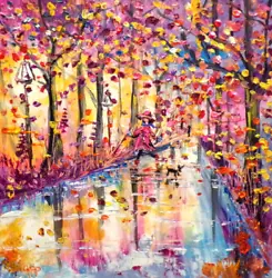 Buy ORIGINAL ABSTRACT OIL PAINTING  25X25 CM THE AUTUMN Signed • 19.20£