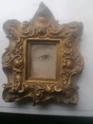 Buy CHARMING UNUSUAL MINIATURE ANTIQUE PAINTING OF AN EYE WITH INITIALS  R L C1900  • 56£