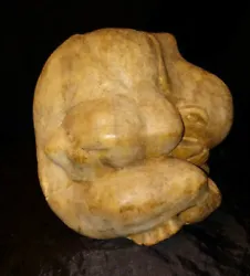 Buy Unusual Expressionist Wood Sculpture  Sorrow  Hand Carved Sphere Human Figure • 1,417.49£