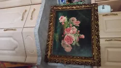 Buy Oil Painting Flowers Still Life Signed Antique Old In Broken Gold Frame  • 299.77£