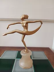 Buy Original Art Deco Scarf Dancer Spelter Figure On Alabaster Base By Lorenzl • 250£
