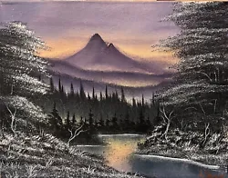 Buy Original Mountain Landscape Oil Painting (11x14 Inch Canvas) Bob Ross Technique • 19.99£