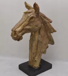 Buy Realistic Horse Head Imitation Wood Resin Sculpture Horses Figurine Figure Gift • 157.50£