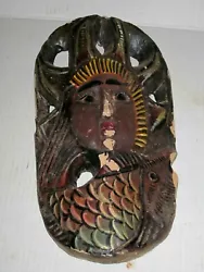 Buy Carved Ethnographic Face Hanging Primitive Driftwood Wall Art Mermaid? Goddess? • 564.50£