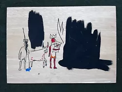Buy Jean-Michel Basquiat Painting On Wood Signed And Stamped 9  X 13 In • 109.33£