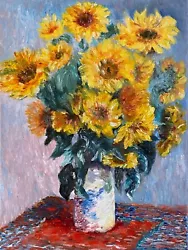 Buy Bouquet Of Sunflowers Impressionist Oil Painting On Canvas Original Handmade Art • 1,139.90£