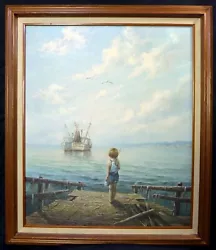 Buy David Cox R.W.S Nautical Oil Painting Of Boy Fishing At Sea With Ships 1783-1859 • 320.94£