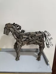 Buy Vintage Reclaimed Driftwood Horse Wood Modern Art Sculpture Metal Mane • 188.05£