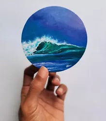 Buy  Rainbow Wave  Original Miniature Acrylic Painting Vintage Ocean Art Signed ATC • 9.95£