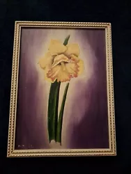 Buy Oil Painting BOTTANICAL Vintage Painting Of A Daffodil SIGNED M.J.C. 1979 (L5) • 25£