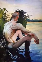 Buy Gay Art Watercolor Original Painting  On The Laker  15,25 X 10,6in. I. Bubentcov • 378£
