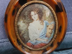 Buy Superb Antique Miniature Portrait Of A Lady In A Faux Tortoiseshell Frame • 0.99£