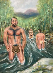 Buy Original Gay Male Interest Art Oil Painting By Daniel W Green Nude Man Bears • 236.25£
