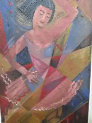 Buy Cubist Ballet Dancer Oil Indistinctly Signed European? Art Deco • 165£