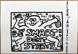 Buy ❤️ Keith Haring - Pop Art - Original Drawing - Be Smart! Don't Start Campaign • 145£