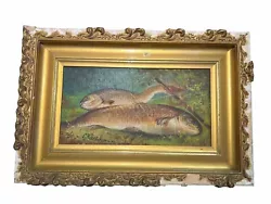 Buy Antique American Primitive Fish Still Life Oil Painting, By Rulhmann • 66.15£