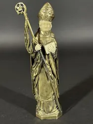 Buy Antique Bronze Sculpture Of Bishop Or Pope W Carved Face & Hands Holding Staff • 1,894.45£