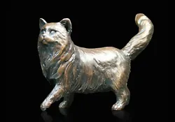 Buy Small Long Haired Cat Solid Bronze Foundry Cast Sculpture Michael Simpson [926] • 95£