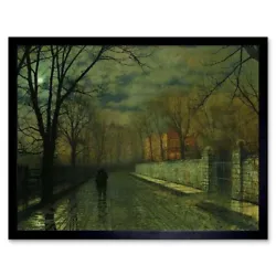 Buy John Atkinson Grimshaw Paintings Figures Moonlit Lane Rain 12X16 Framed Print • 10.99£