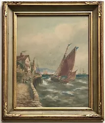 Buy Antique ORIGINAL Watercolor Painting Listed Artist R T WILDING Fishing Boats Sea • 377.99£