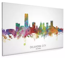 Buy Oklahoma City Skyline, Poster, Canvas Or Framed Print, Watercolour Painting 6672 • 14.99£