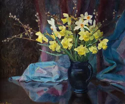 Buy Beautiful Original Edith Bruce Oil Painting, Interior, Daffodils, Flowers • 675£