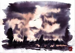 Buy Original Ink Wash Painting Impressionist Landscape Art . A5 Signed By Artist • 59£