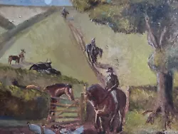 Buy Vintage Pony Riding Hacking Trekking Riding School C1930-50 Oil Painting • 99£