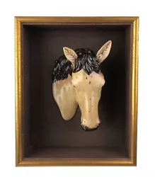 Buy Vintage Ceramic Horse Head Statue Sculpture 3D In Shadow Box Frame 11.5 X 10 X 3 • 49.60£