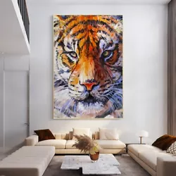 Buy H1467 Hand-painted Animal Oil Painting Tiger 90cm On Canvas Unframed • 28.74£