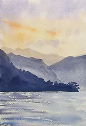 Buy Autumn Sunset Ullswater -Watercolour Painting- Lake District-  By Simon Fife • 30£